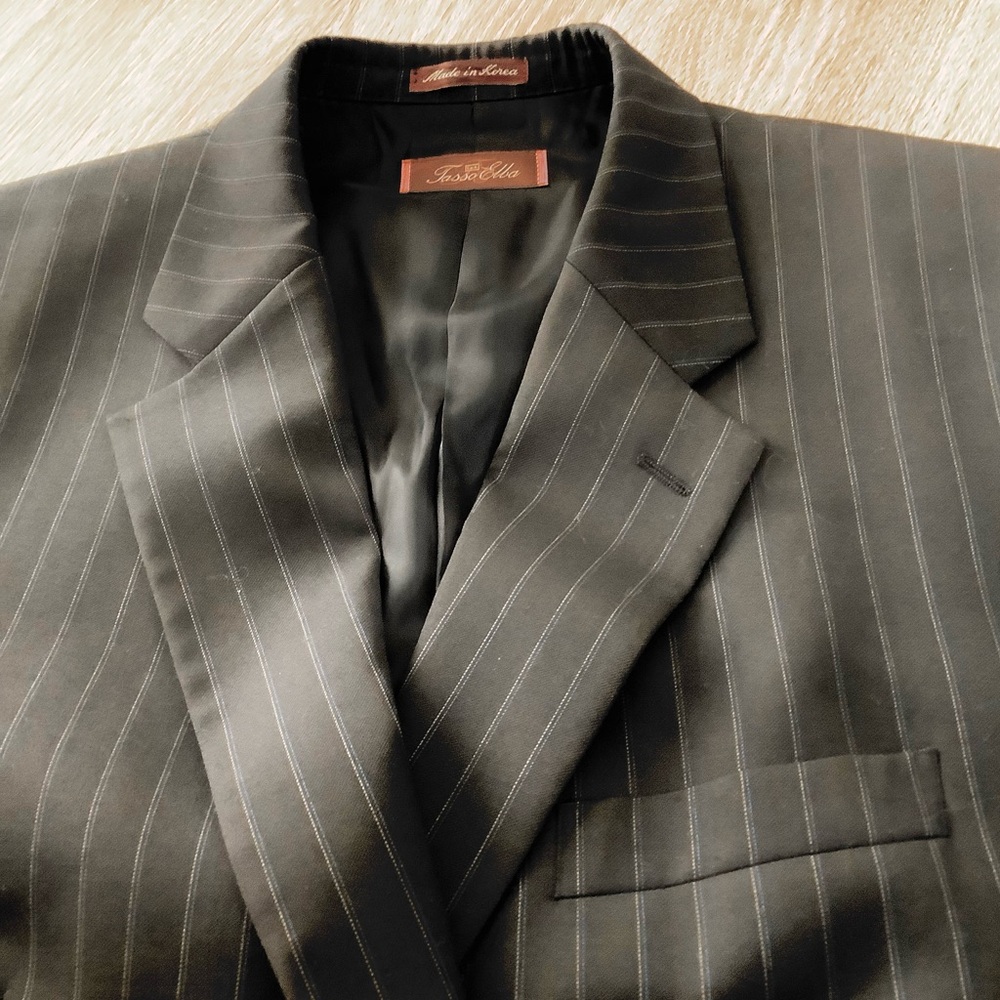 Tasso Elba Pinstripe Suits Jacket Wool 100%